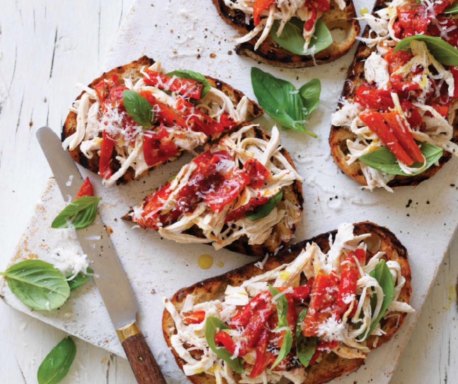 Chicken and Roasted Capsicum Open Sandwich