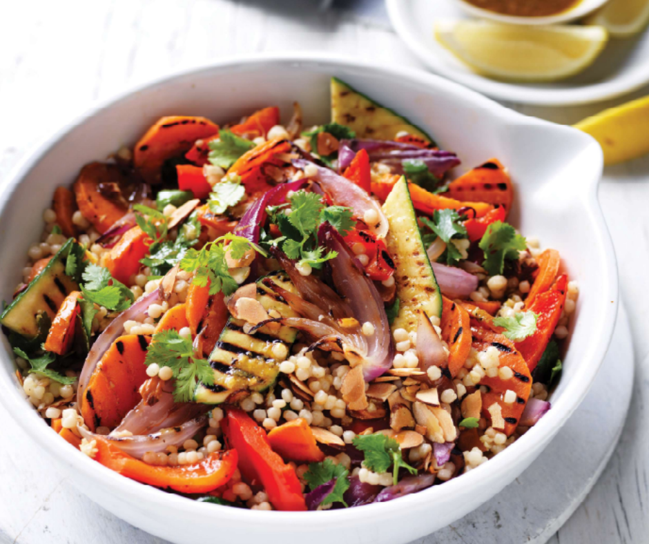 Roasted Vegetable Couscous Salad and Lemony Dressing