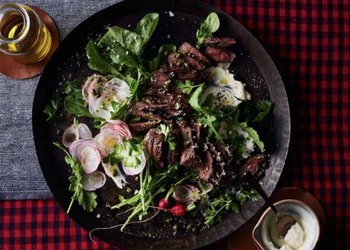 Kangaroo with Horseradish and Rocket Salad